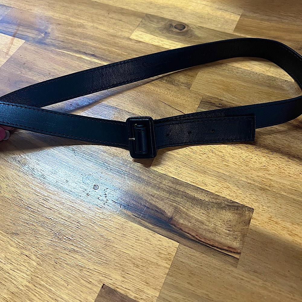 Christian Dior black leather waist belt